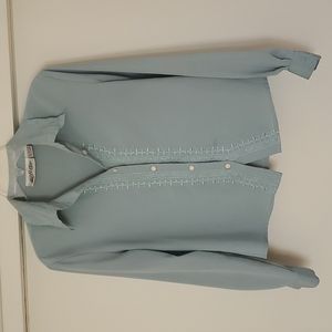 Vintage | Yves st Clair Embroidered Mint Shirt | Size Medium | Button down